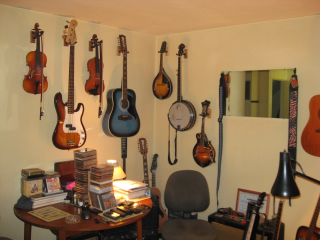 A shot of my teaching room with a few instruments on show.